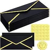 Outus Business Envelopes 100 Pack #10 Business Envelopes with Gold Border 100 Pcs for Wedding Office Checks Invoices Invitations(Black)