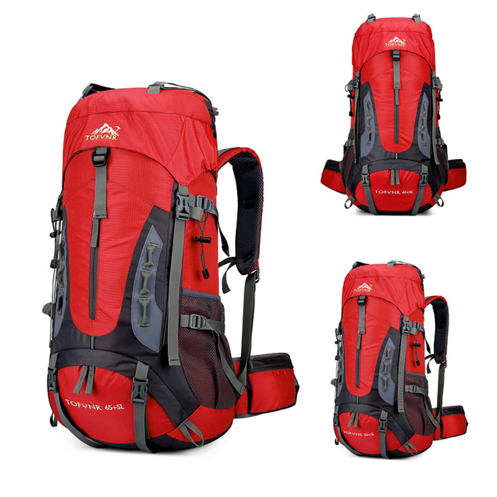 Opetdo Hiking Backpack 70L Nylon with Waterproof Protective Cover Ultralight for Mountaineering Climbing, Trekking Sport Travel Camping