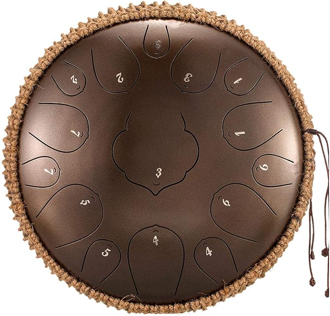Steel Tongue Drum, 13 Inch 15 Note Percussion Instrument With Carrying