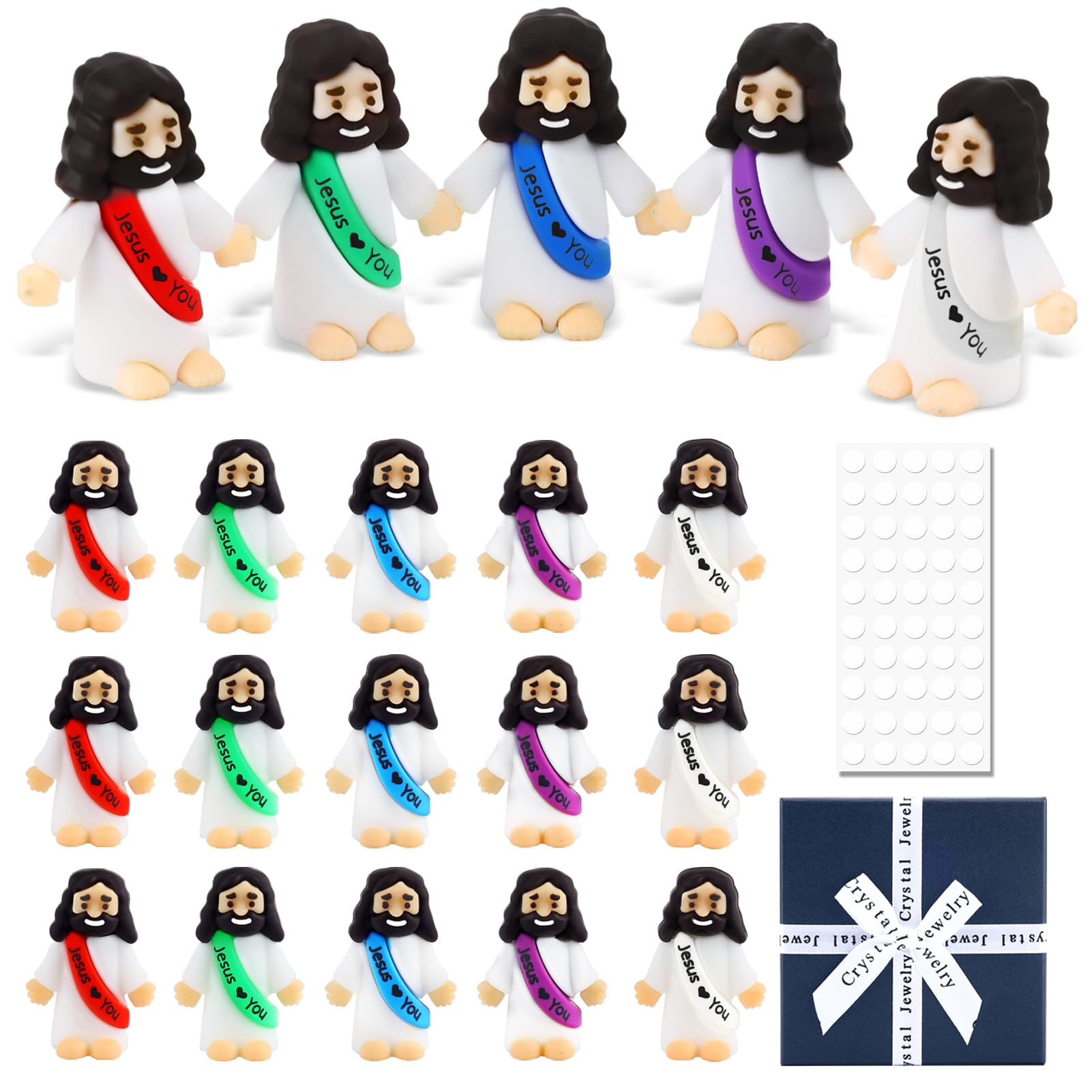 Photo 1 of 15pcs Little Jesus Figures Multi Color Unique Christ Mini Jesus Figures Toys Religious Gift Cute Car Dashboard Decor Accessories Party Favors