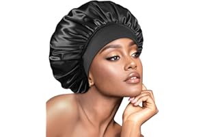 BONNET QUEEN Silk Bonnet for Sleeping Women Satin Bonnet Hair Wrap with Elastic Wide Band Sleep Cap for Curly Hair Night Cap