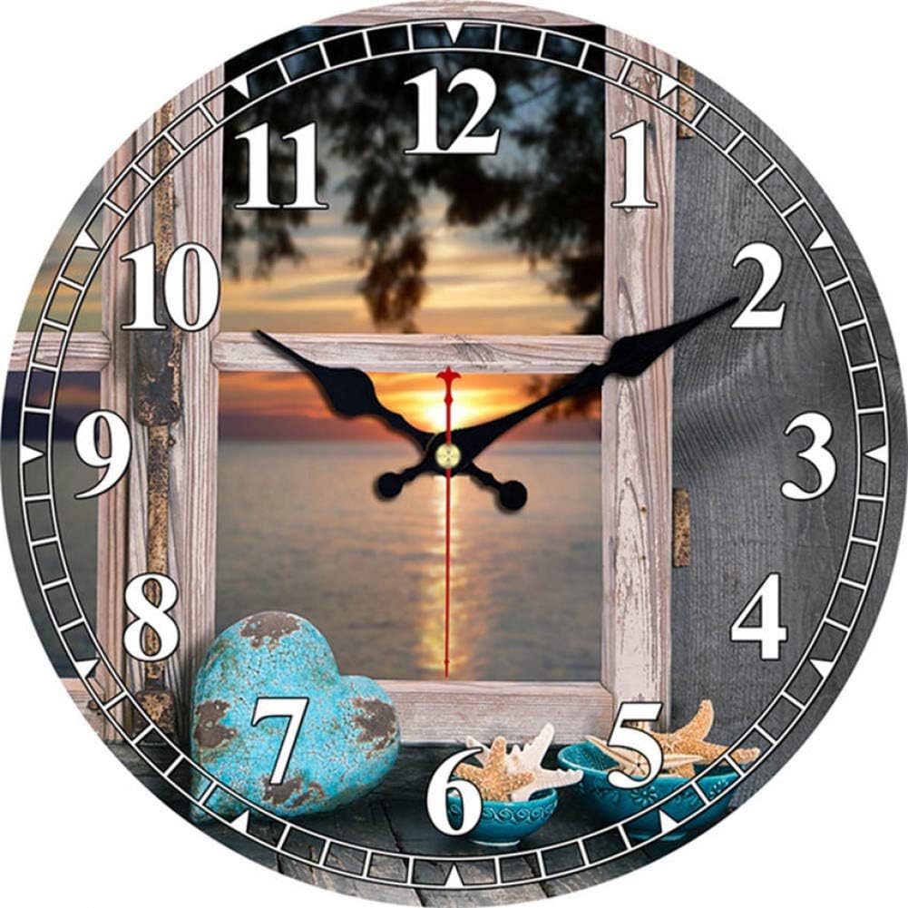 GUABOHHY - Reloj de Pared silencioso con diseño de Escena Nocturna
