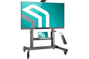 ONKRON Motorized TV Stand for 50" - 100" TV up to 286 lbs - Mobile TV Stand Rolling Adjustable Height with Motorized TV Lift - 5° Tilting TV Stand/Mobile TV Cart Rolling TV Stand with Wheels Black