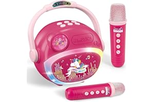 WEIRTOYA Mini Karaoke Machine for Kids Girl, Kids Microphone Portable Bluetooth Speakers with 2 Wireless Mic Toys for Girls Age 4-6-8 Girls Birthday Gifts for 5 6 7 8 9 10 11 Years