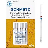 SCHMETZ Embroidery Sewing Machine Needles - Precision Needles, Size 90/14, 5-Needle Cards, Pack of 1