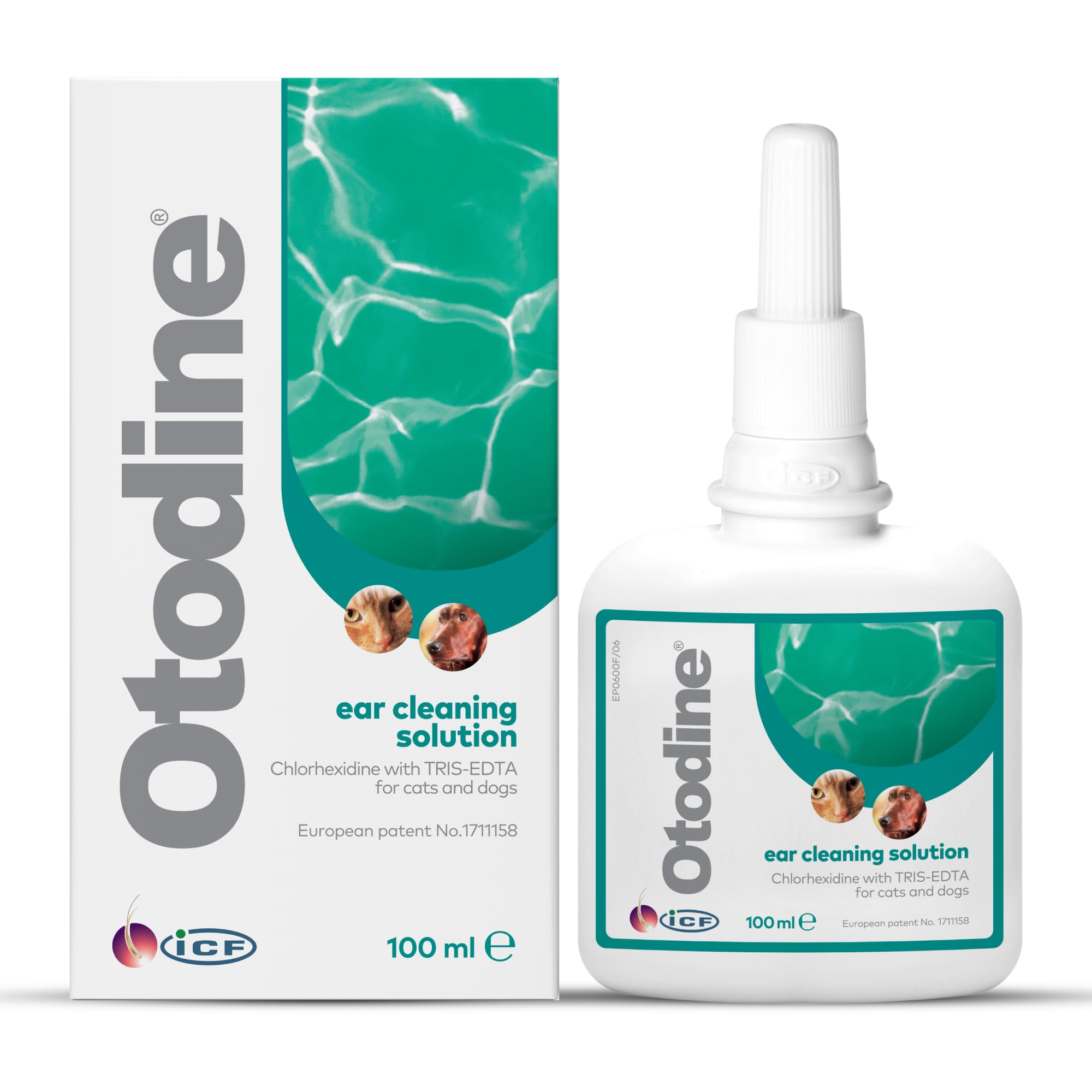 ICF | Otodine | Cat & Dog Ear Cleaner Solution | Dog Ear Drops to Stop Wax Build Up, Head Shaking, Discomfort, Ear Odour & Scratching | 100ml