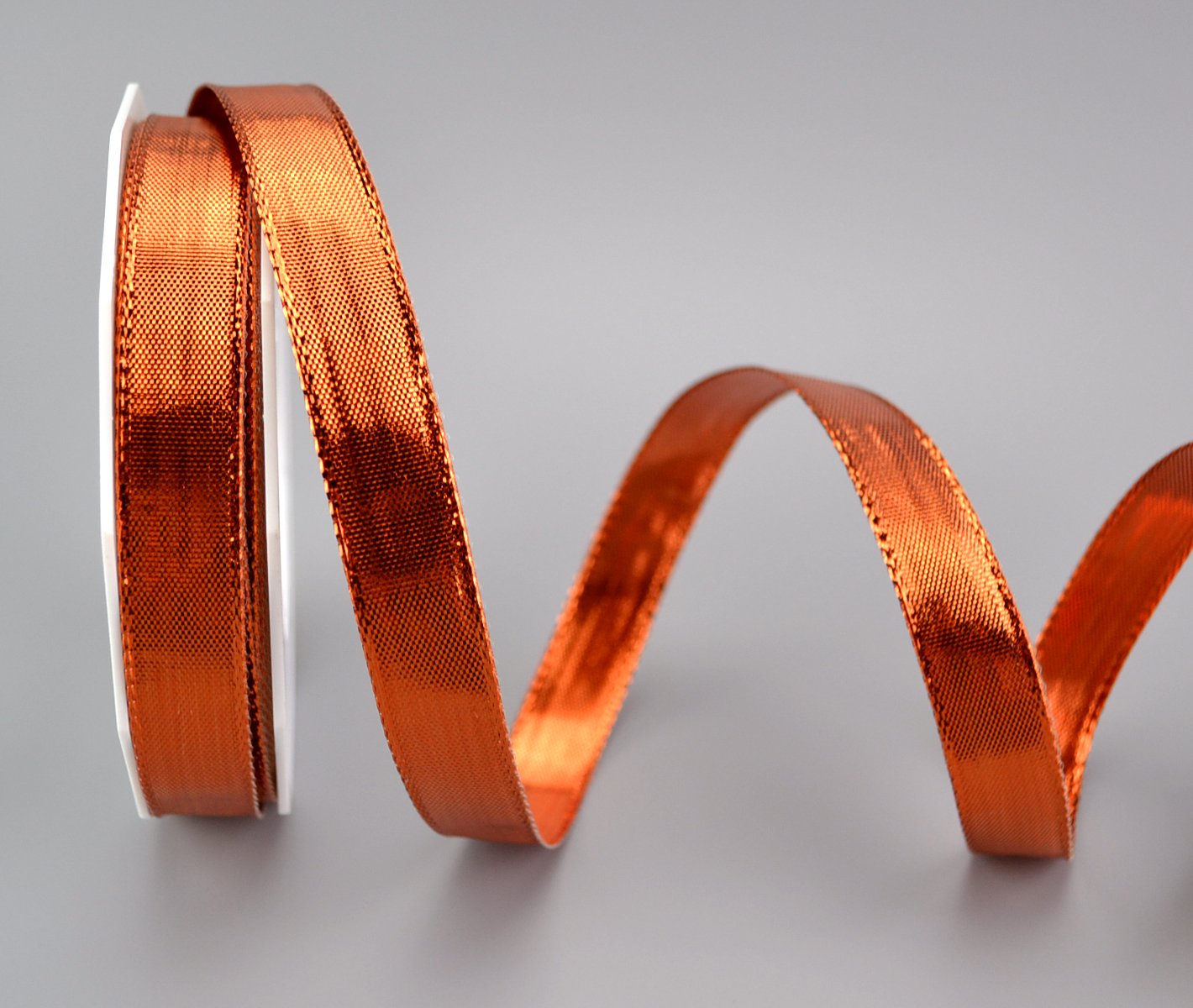 finemark 20 m x 15 mm Decorative Ribbon Glossy Copper Shiny Metallic Ribbon with Wire Shiny Gift Ribbon Christmas Wire Edge Ribbon — image 1