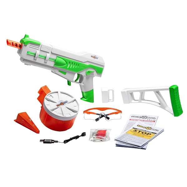 SPLATRBALL SRB1200 PYRO GLOW-IN-THE-DARK WATER GEL BALL BLASTER KIT – LED LIGHTS, 225 FPS, 1200-ROUND DRUM MAG, 2000 TOTAL ROUNDS – GREEN/WHITE