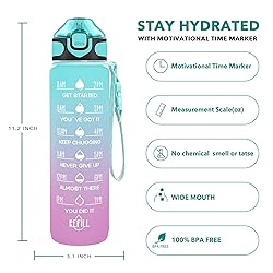 Enerbone 32 oz Drinking Water Bottle with Times to