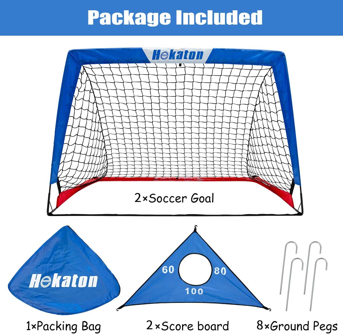 Hekaton Soccer Goals, Portable Soccer Goal for Kids for Backyard, Toddler Soccer Goal Set of 2 with Carry Case, 3.5'/ 5' x 3' : Sports & Outdoors