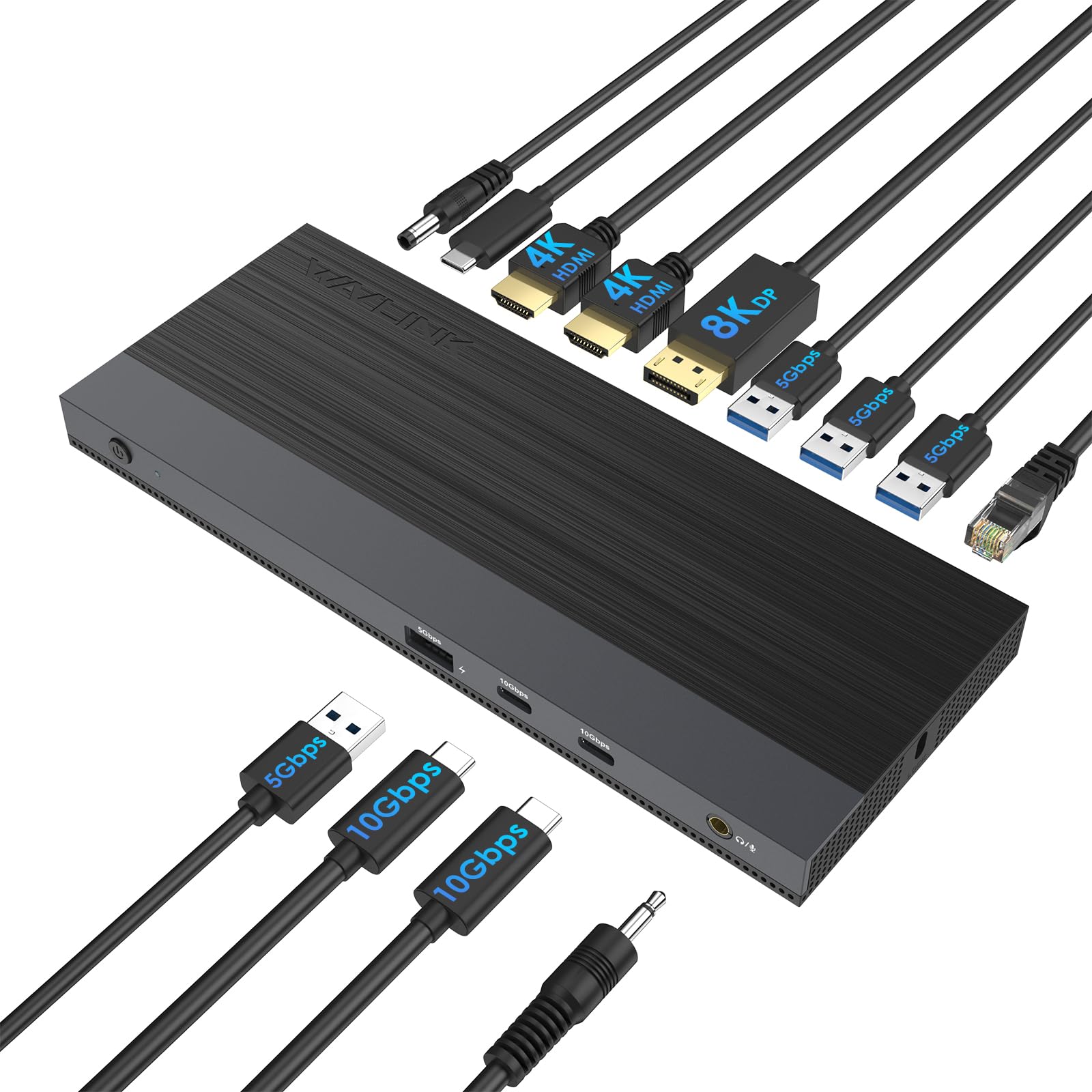 WAVLINK USB C Docking Station with 100W Charging,13-in-1 Triple Display USB-C Dock Max 4K@144Hz/8K@30Hz (DP), Dual 4K@60Hz (HDMI), USB 3.0, Gigabit Ethernet, Audio Jack for Windows&Mac OS