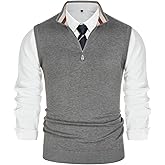 PJ PAUL JONES Mens Sweater Vest Quarter Zip Vest Sweater Stand Collar Contrast Stripes Pullover Knitwear Vest