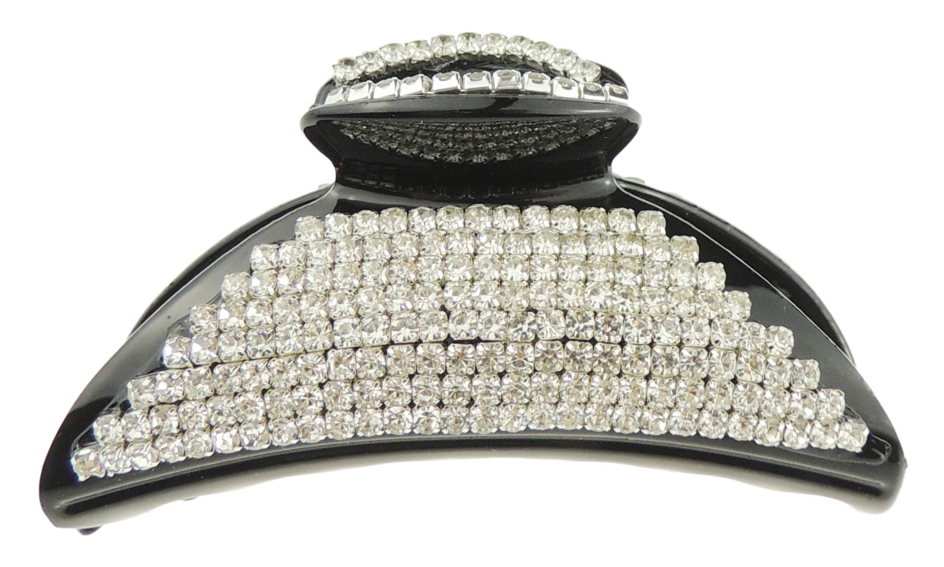 Extra Sparkly Women Girls Crystal Diamante Rhinestone Gems Bridal Wedding Evening Party Styling Fine Thin Hair Accessories Butterfly Claw Jaw Clip Octopus 9cm Clamp 8 Row Sunset (Black)