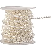 YoungJewl 3mm Millet Beads Crafts Faux Pearl Beads Garland Pearl Bead Roll Strand of Pearls to Decorate Floral Centerpieces Wedding Party Favor Christmas Tree(33 Feet Ivory)