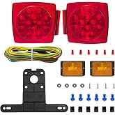 fouwick LED trailer lights Kit, 12V Submersible Tail Marker Lights Wiring Lamp Harness for Boat Car Truck RV Utility snowmobile turn signal license plate stop reverse Trailer Accessories
