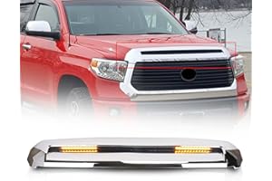 KARPAL Front Upper Hood Scoop Molding Bulge Compatible With 2014-2021 Toyota Tundra 76180-0C030 Silver with Light Bar