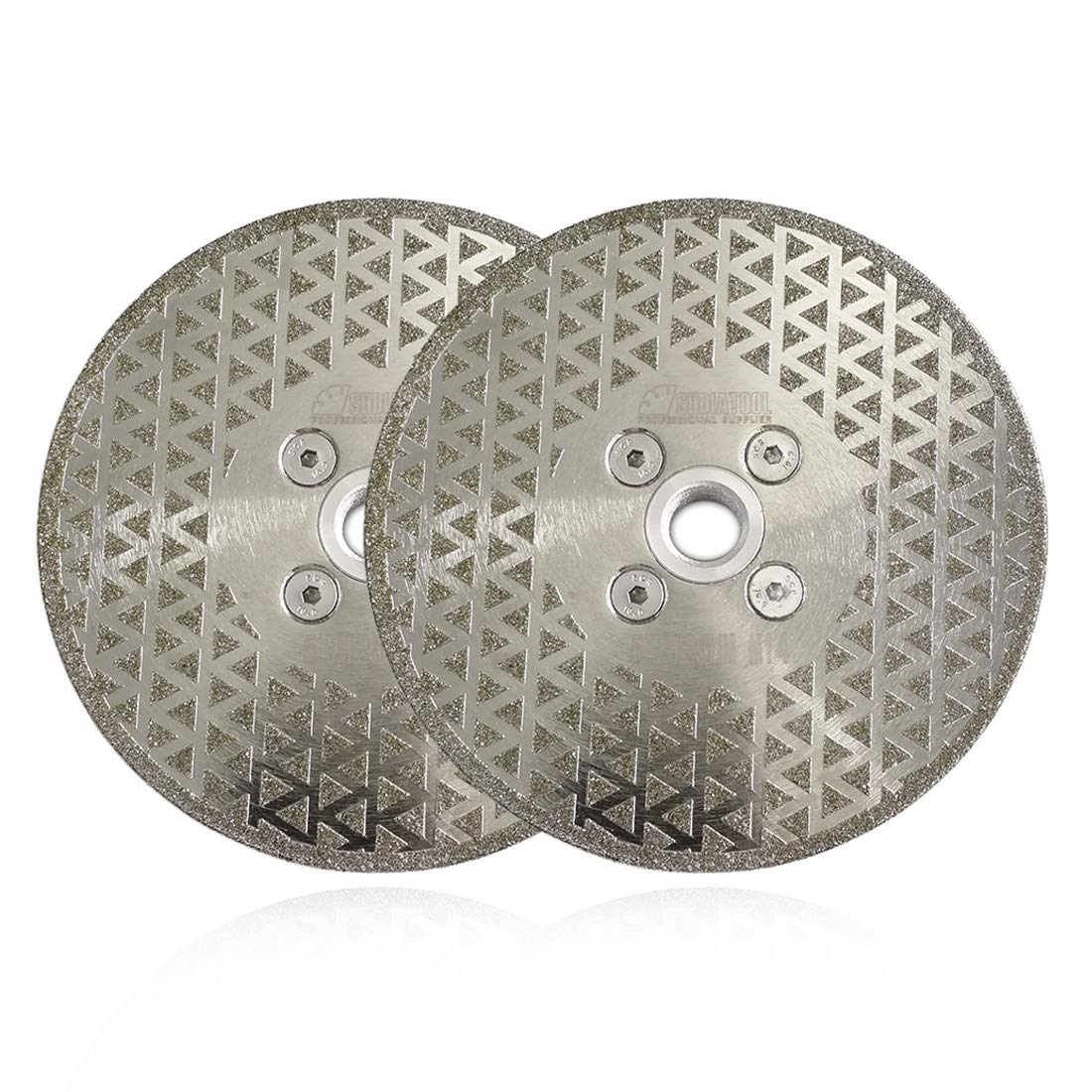 SHDIATOOL Electroplated Diamond Cutting Grinding Disc for Marble Granite 2pk 5 inch/125MM M14 thread Electroplated Single side