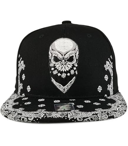 Snapback Hat – Grim Reaper Skull Embroidery, Flat Bill, Adjustable Baseball Cap For Men & Women - View #7