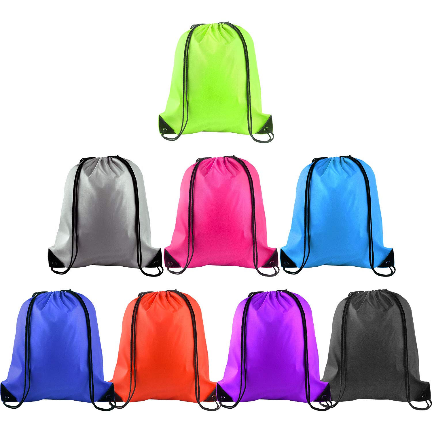 FEPITO 2/8/12/15/16/22 Pack Drawstring Backpack Bags Sack Cinch Bag String Backpack for Gym Traveling (8, Colorful)