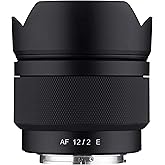 Samyang 12mm F2.0 AF Ultra Wide Angle Auto Focus Lens for Sony E Mount (SYIO12AF-E) Black