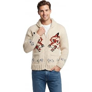 White Sweater Costume Cardigan for Men Women Halloween | Adult Movie Inspired Zip Up Printed knit Cardigan