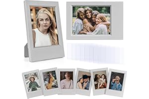 HIYQIN 2x3 Mini Photo Frames - 8 Pack Mini Picture Frames for Fujifilm Instax 3” Instant Film - for Instax Mini 12 11 9 8 99 7s 90 40 EVO SE - Freestanding Photo Holder - Grey