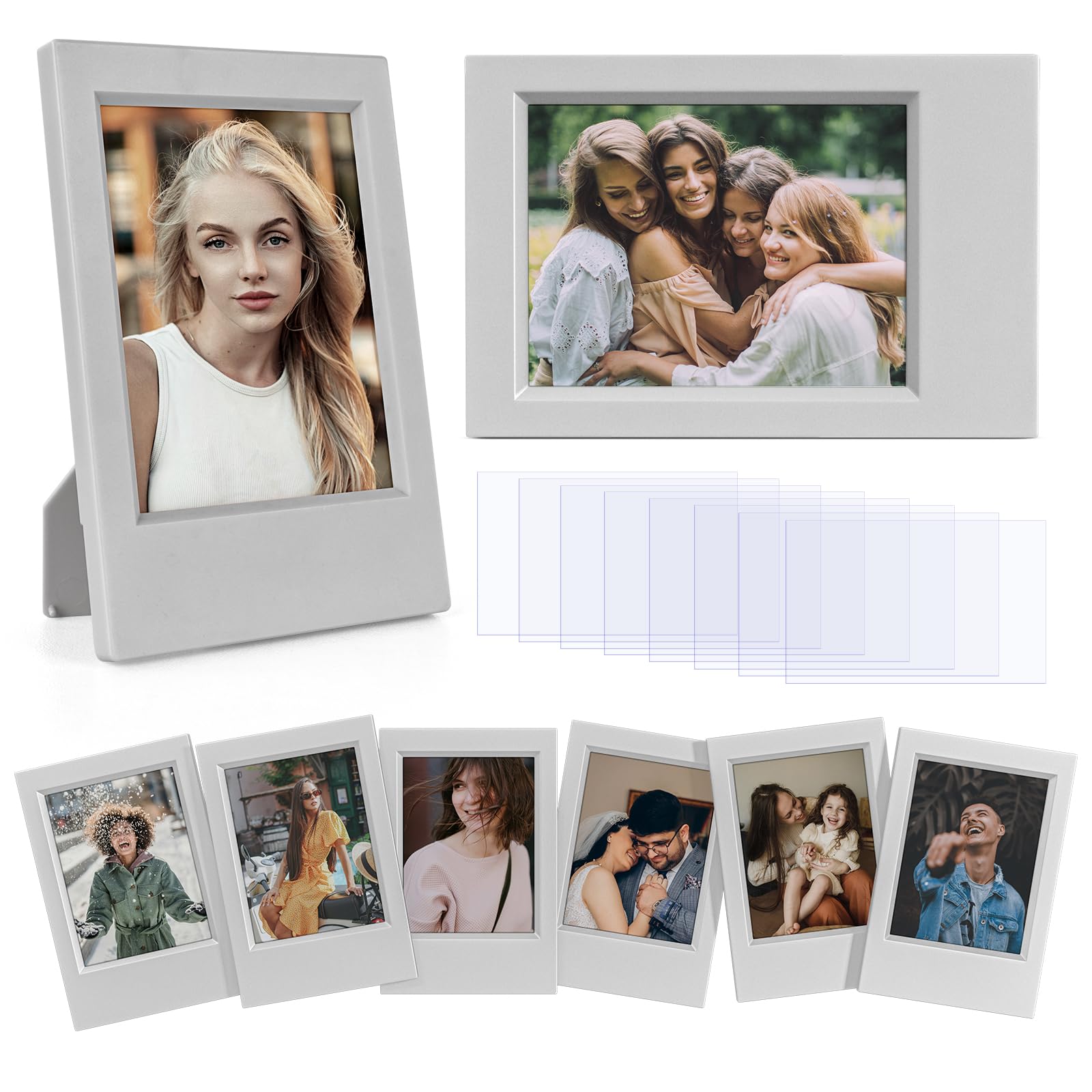 HIYQIN 2x3 Picture Frames - Pack of 8 Mini Photo Frames Compatible with Fujifilm Instax Mini 13 41 12 11 9 8 99 50 40 90 EVO LiPlay/LiPlay+, 2x3 inch Instant Film Camera Photo Holder - Grey — image 1