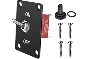 HOKAAER Heavy Duty Toggle Switch ON-Off 12V DC 30A 2 Pin 2 Position SPST Waterproof Marine Toggle Switch with Aluminum Mounting Panel, Boot Cover Cap for Auto Car Marine Boat