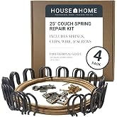 House2Home Couch Zig Zag Spring Repair Kit 25" 4-Pack | Sofa replacement parts for sagging cushions; chair support restoration included