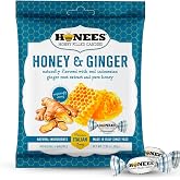 Honees Honey &amp; Ginger Hard Candy Individually Wrapped | Natural &amp; Healthy Candy, Italian Made with Real Honey &amp; Indonesian Ginger, 1 Pack (2.85 oz)