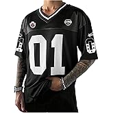 Milumia Men's Number Graphic Mesh Jersey T Shirt V Neck Short Sleeve Going Out Tee Tops Y2k Streetwear