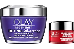 Olay Regenerist Retinol 24 + Peptide Night Face Moisturizer with Vitamin B3, Niacinamide, Fragrance-Free, 50 mL + Micro-Sculp