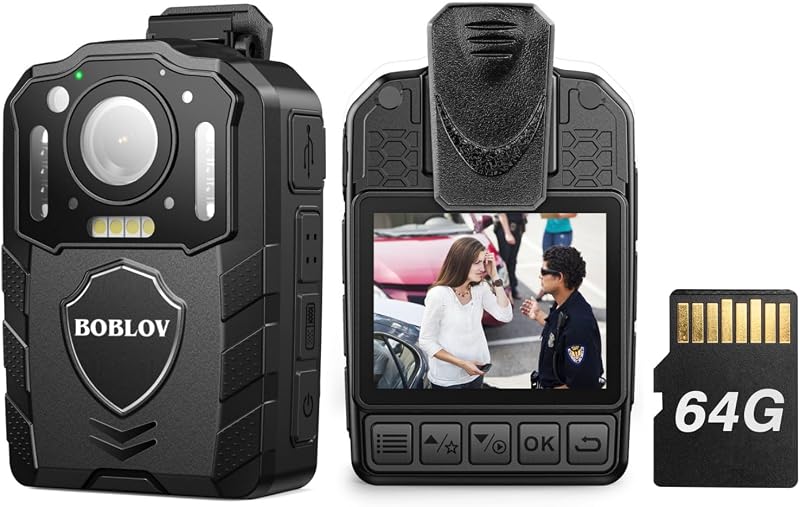 BOBLOV KJ25 1080P 64GB Night Vision Body Camera with 3000mAh Battery
