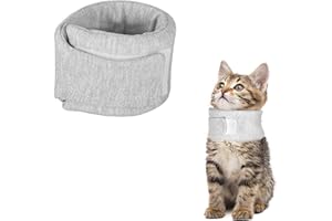 HIYOO Cat Neck Brace, Adjustable Breathable Elizabethan Collar for Pet After Surgery Recovery Cat Neck Cervical Cone for Small Dogs Puppies Kittens with Neck Circumference 6.3-8.6 Inch (X-Small,Grey)