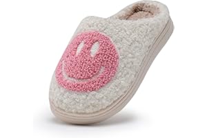 COVS Cute Kids Smile Face Slippers for Girls Boys Soft Plush Non-Slip Toddler House Slippers Little kids smile slippers Indoor Outdoor