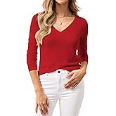 BAMBOO ISLAND Women's 100% Cotton Sweaters Long Sleeve Lightweight Knit Solid Soft Pullover Tops