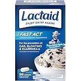 Lactaid Fast Act Lactose Intolerance Caplets with Lactase Enzyme, Dairy Relief from Gas, Bloating & Diarrhea, 9000 FCC Lactose Intolerance Pills, 96 Individual Travel On-The-Go Packs (96 x 1 ct)