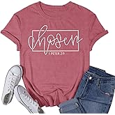VQD Women's Christian Shirt Christ Chosen T-Shirts Bible Verse Tee Tops