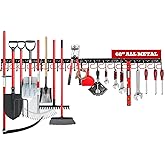 SEDY 68" All Metal Garden Tool Organizer Hooks - Garage Wall Organizer Sturdy Garden Tool Storage System Yard Tool Garage Tool Organizer Wall Mount Shed Organization Shovel Broom Rake Holder