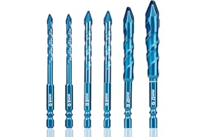 SONCHIE Head Eccentric Drill 1/4-inch 5/16-inch 3/8-inch 1/2- inch Set of 6 Carbide-Tipped Crooked Drill bit Masonry Drill Bit Sets forConcrete/Walls/Tiles/Glass/Hard Plastic/Cement/Granite, etc