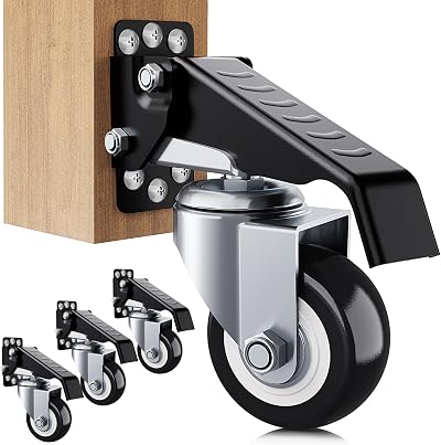 SOLEJAZZ Workbench Caster Kit 300KG Heavy Duty Retractable Wheels 4 Pack Steel