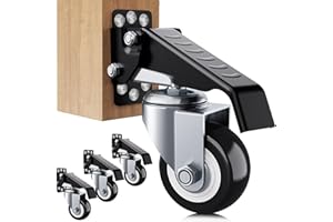 SOLEJAZZ Workbench Casters Wheels 660Lbs Retractable Casters Set of 4 Heavy Duty Side Mount Caster Rollers 2.5" Stepdown Castor Wheels for Bench Machinery Work Table with Installation Template, 4 Pack