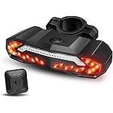 WSDCAM Smart Bike Tail Light with Turn Signals and Brake Light, Bike Alarm Horn with Remote, Auto ON/OFF Rechargeable Waterpr
