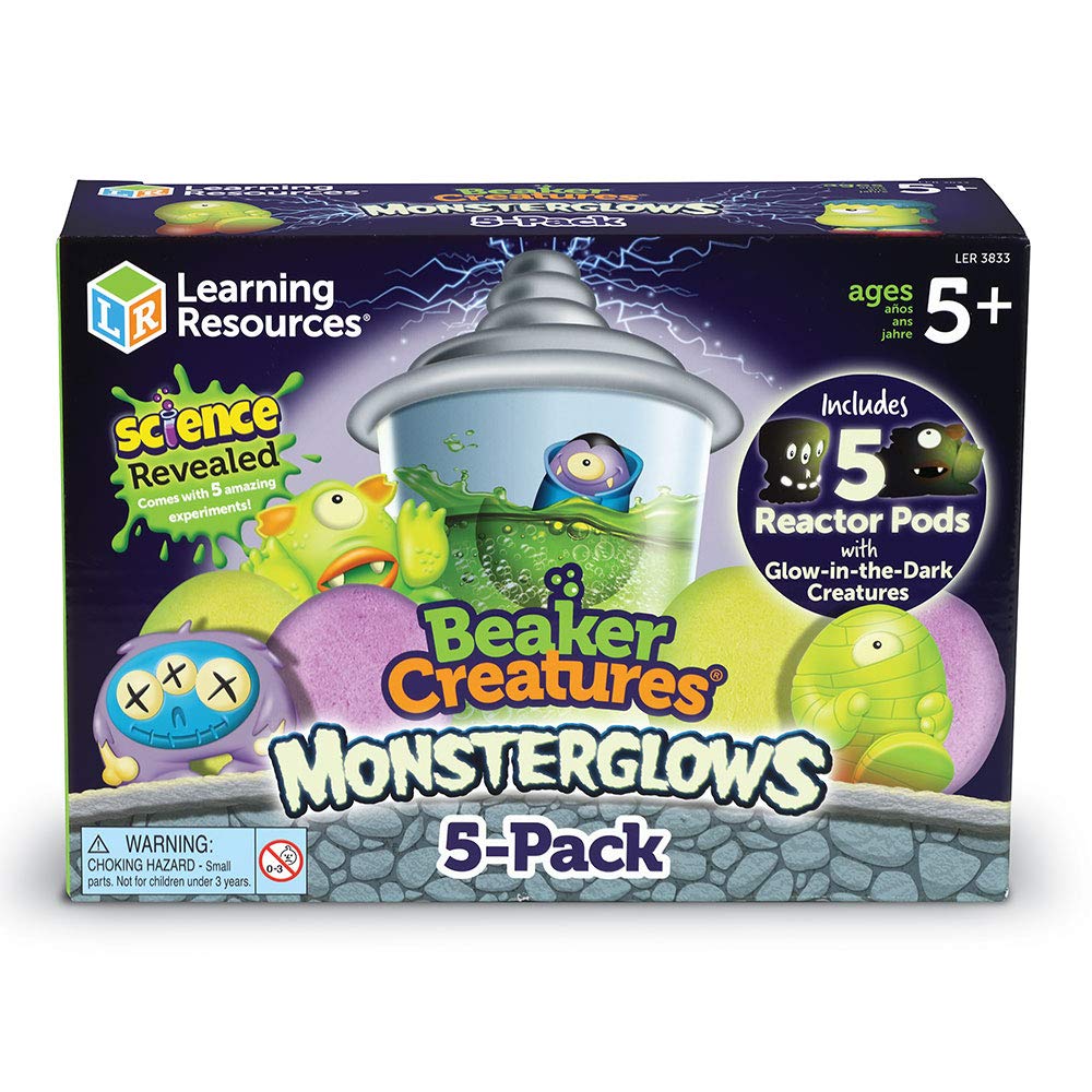Learning Resources Beaker Creatures Monsterglow - 5-Pack, Ages 5+ Science Exploration, Slime for Kids, STEM Toys, Homeschool and Classroom Supplies
