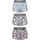 Morvia 3pcs Women Gothic Halloween Skulls Print Contrast Binding Boyshorts Underwear Elastic Waist Intimates Panties