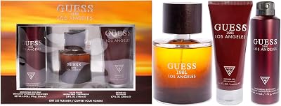 Guess 1981 Los Angeles For Men 3 Pc Gift Set 3.4Oz Eau de Toilette Body Spray
