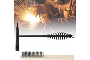 Welding Chipping Hammer with Coil Spring Handle for Welding, Cone and Vertical Chisel, with Wire Brush (1pc Welding Chipping 