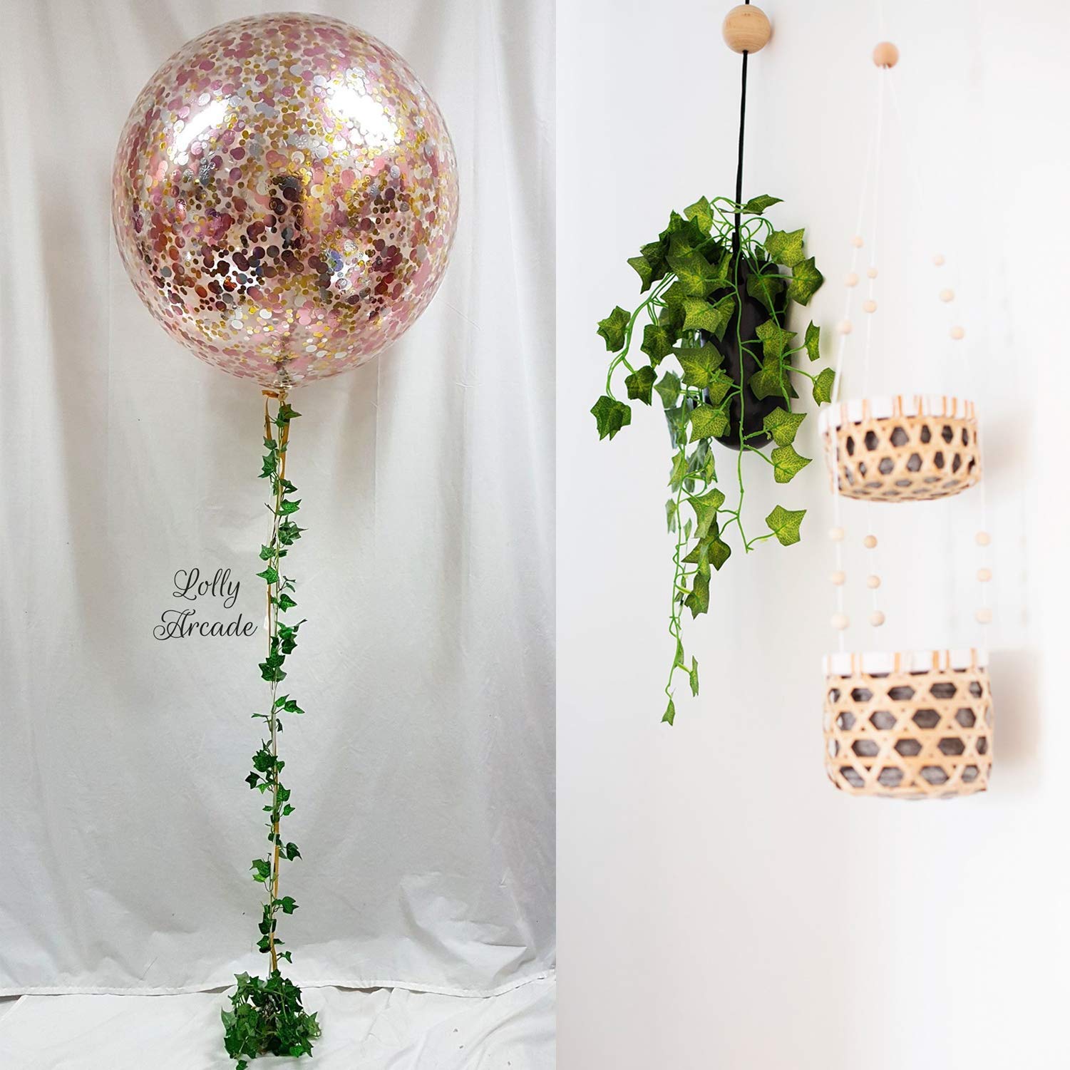 Ivy garland artificial faux plant 12pcs (84FT) Garland Fake Ivy Vine Hanging Plant for Home office garden Christmas Wedding indoor & outdoor party decorations.