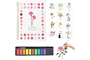 Watercolor Workbooks for Beginners Water Coloring Book with 12 Illustrations Painting Kit 12 Colors Paint Plates with Brush