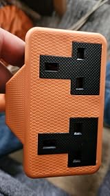 LORD C Heavy Duty 2 Gang 13A Re-Wireable Rubber Block Extension Socket Orange view 5